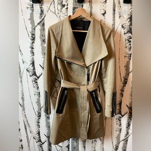 Mackage belted trench with leather details size S